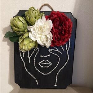 Black Wall Art with Floral Accents